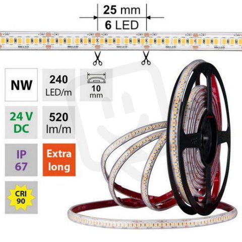LED pásek SMD2835 NW 240LED/m 5m, 24V, 6 W/m MCLED ML-126.033.90.0