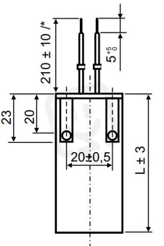 Světelný kompenzační kondenzátor 25uF 35x96mm dráty 210mm zacvaknutí LCP0250022