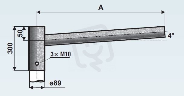 UD 2/89 - 300/60 výložník rovný pro stožáry typu JB, JBUD, LPH, J