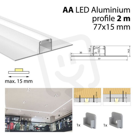 Hliníkový profil pro sádrokartony AA 2m mléčný difuz., 2x koncovka