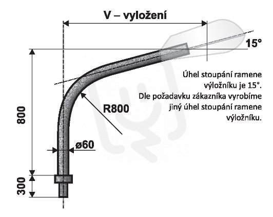 VA 3/89 - 1500/120 výložník obloukový pro stožáry JB, LPH, J AMAKO 0131522289A