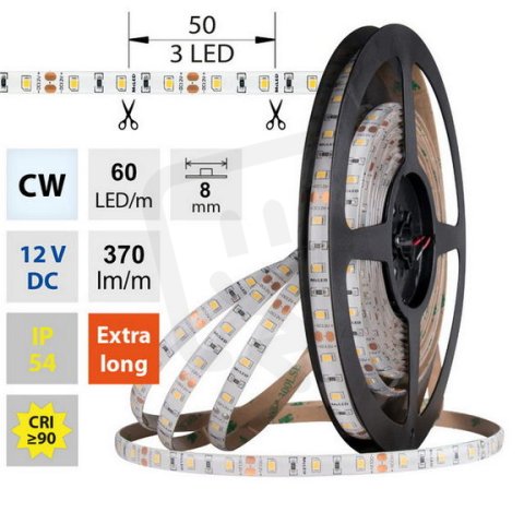 LED pásek SMD2835 CW 60LED/m 5m, 12V, 4,8 W/m MCLED ML-121.843.60.0