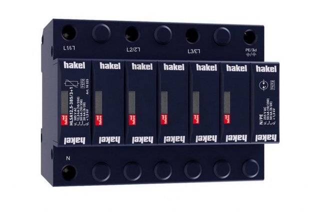 Svodič impulzních proudů a rázového přepětí HAKEL HLSA12,5-385/3+1 SPD typ 1+2