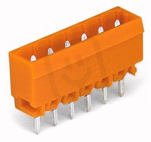 Konektor s pájecími piny THT, pájecí kontakt 1,0x1,0 mm, rovné, oranžová 7pól.