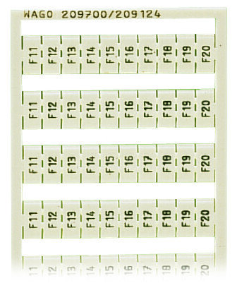 Popisovací karta WSB s potiskem F1, ..., F10 (10×) bílá WAGO 209-787