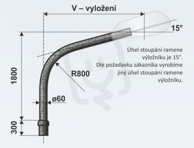 V 2/89 - 2000/90 výložník obloukový pro stožáry JB, LPH, J AMAKO 0122009089