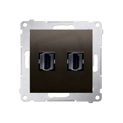 Dvojitá zásuvka HDMI, hnědá matná metalizované KONTAKT SIMON DGHDMI2.01/46