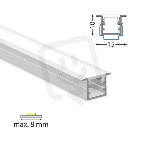 Vestavný hliníkový profil VG 15x10mm mléčný difuzor 2m MCLED ML-761.343.74.2