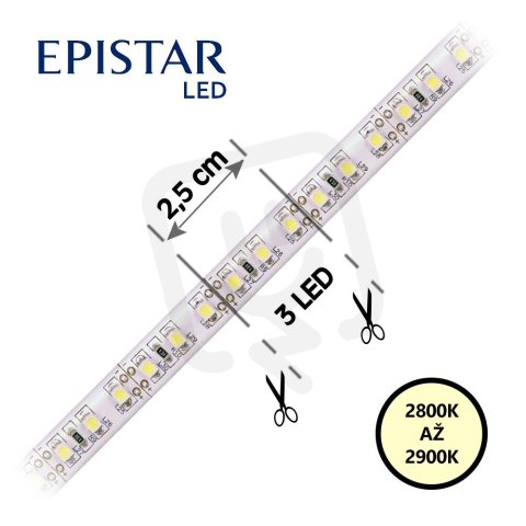 LED pásek 120LED/m 3528 IP65 2800-2900 K bílá 12V 8mm 5m FK TECHNICS 4731046-63