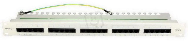 19'' patchpanel ISDN 25xRJ45 UTP, 1U, RAL 7035 SCHRACK HSERU25IGC