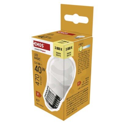 LED žárovka Basic Mini Globe E27 5,5 W (40 W) 470 lm teplá bílá EMOS ZL6F22