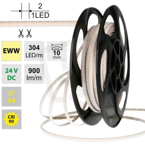 LED pásek Dot-Free EWW, 304LED/m, 12W/m, DC 24V, 900lm/m, CRI90, IP54, 10mm, 50m