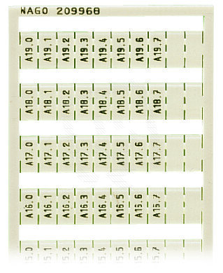 Popisovací karta WSB potisk A10.0, A10.1,.. A19.6, A19.7 (1×) bílá WAGO 209-968