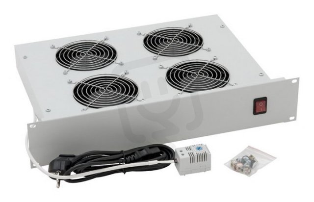 19'' vent.jednotka, 4x ventilátor 140W, včetně termostatu,2U SCHRACK DLT24804--