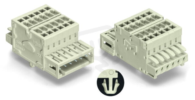 2vodičový kombinovaný konektor, Západky, světle šedá 5pól. WAGO 734-365/008-000