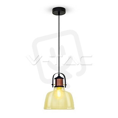 Závěsné svítidlo V-TAC Glass Shade Amber 2200K Black Fabric Wire VT-7220