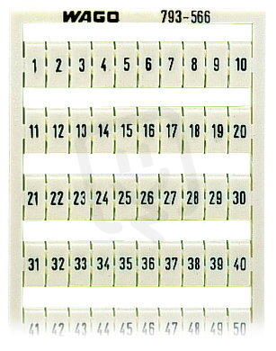 Popisovací karta WMB s potiskem 1-50 (2×) neflexibilní bílá WAGO 793-566