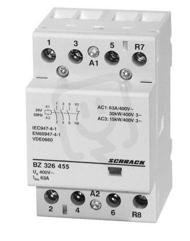 Instalační stykač 63 A, 3Z+1R (3NO+1NC), 24 V AC, 3TE SCHRACK BZ326455--