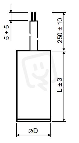 Motorový kondenzátor 9uF 30x75mm kabel 250mm bez uchycení MPB0090060