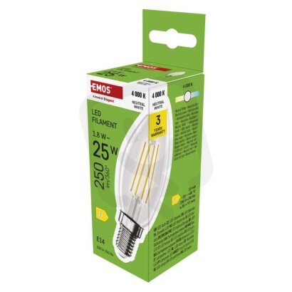 LED žárovka Filament svíčka E14 1,8 W (25 W) 250 lm neutrální bílá EMOS ZF3D03