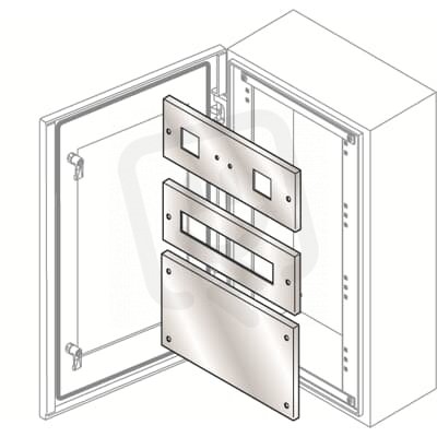 ABB Modulární panel nerez 14 MOD.+DIN lišta+sada pro uchycení185X400 (vxš)