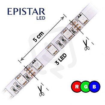 LED pásek 60LED/m 5050 IP65 RGB 12V 5M 14,4W