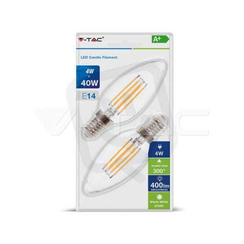 LED Bulb - 4W Filament E14 Candle Clear