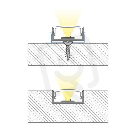 Přisazený hliníkový profil černý PF 24x10mm včetně čirého difuzoru, 1 m