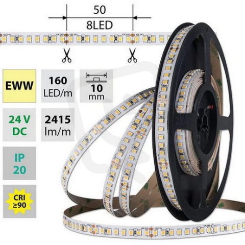 LED pásek SMD2835 EWW,160LED/m, 50m, 24V, 19,2 W/m MCLED ML-126.889.60.2