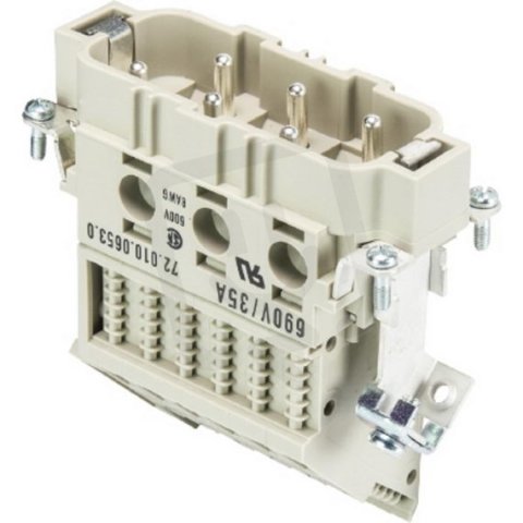 Svorkovnicový adaptér - vidlice, 6 pólů + PE vlevo WIELAND 72.010.0653.0