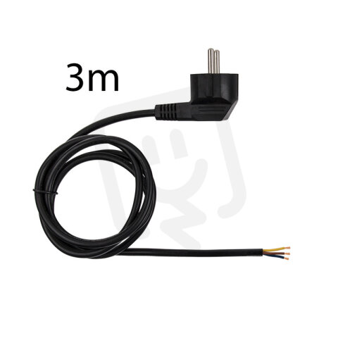 Přívodní kulatý kabel 3m s úhlovou vidlicí, 3x1mm2, černý MCLED ML-110.043.00.0