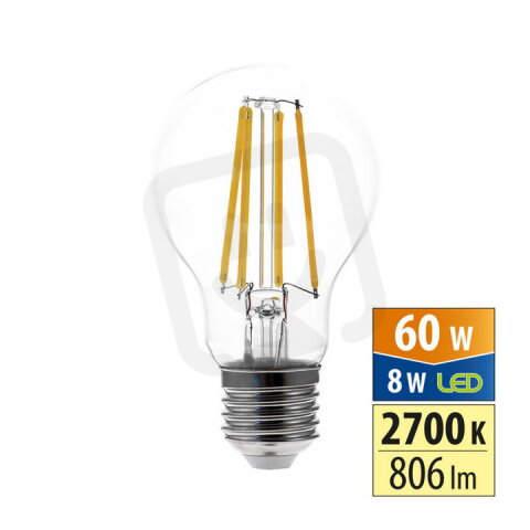 LED žárovka 8W, E27, 2700K, CRI80, vyz. úhel 320°, 360° 806lm