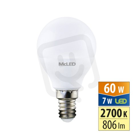 LED žárovka kapka 7W, E14, 2700K, CRI80, 200°, 360° 806lm MCLED ML-324.043.87.0