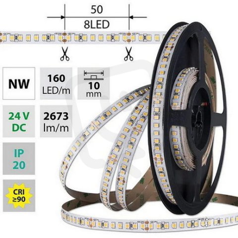 LED pásek SMD2835 NW, 160LED/m 5 m, 24V, 19,2 W/m MCLED ML-126.887.60.0