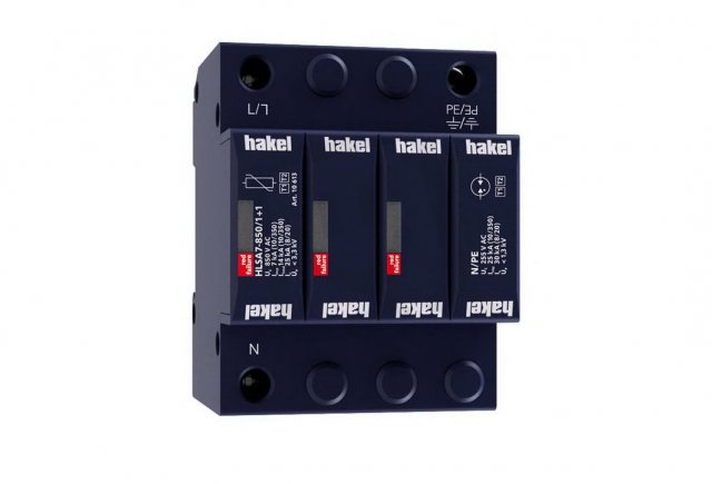 Svodič impulzních proudů a rázového přepětí HAKEL HLSA7-850/1+1 SPD typ 1+2