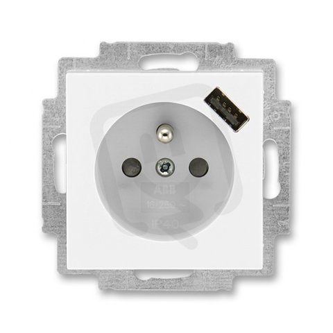 Zásuvka s USB nabíjením 5569H-A02357 01 bílá/ledová bílá Levit ABB
