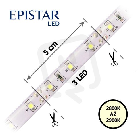 LED pásek 60LED/m 2835 IP20 2800-2900 K bílá 12V 30m FK TECHNICS 4739795-60