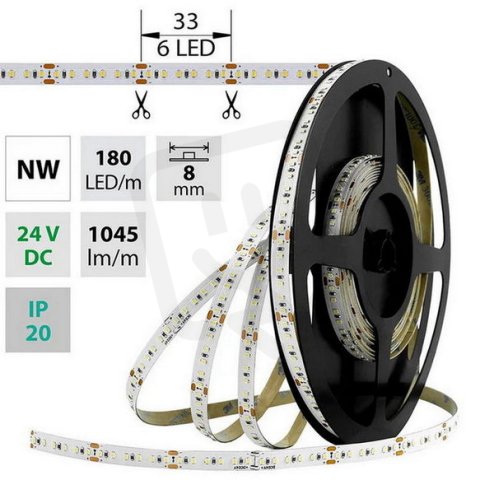 LED pásek SMD2216 NW, 180LED, 5m, 24V, 12 W/m MCLED ML-126.734.60.0