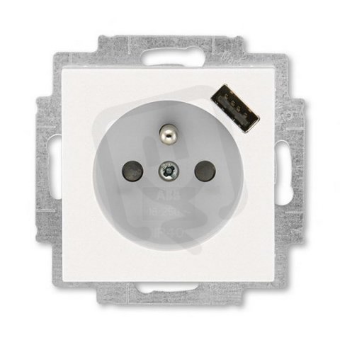 Zásuvka s USB nabíjením 5569H-A02357 68 perleťová/ledová bílá Levit ABB