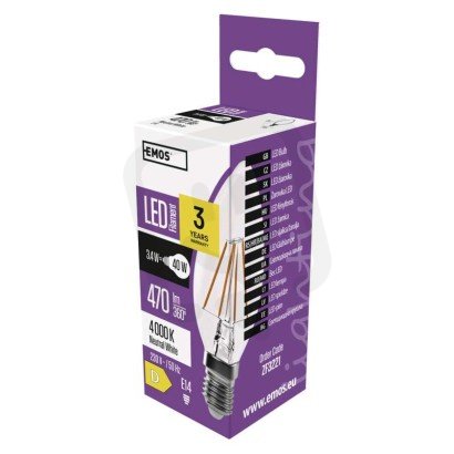 LED žárovka Filament svíčka E14 3,4W (40W) 470 lm neutrální bílá EMOS ZF3221