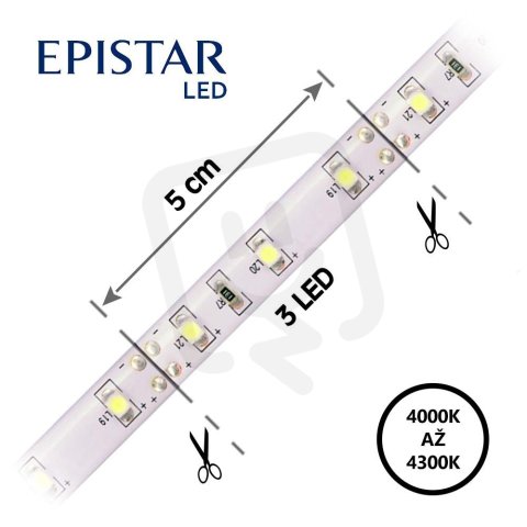 LED pásek 60LED/m 2835 IP20 4000-4300 K bílá 12V 30m FK TECHNICS 4739796-60