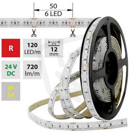 LED pásek SMD5050 R, 120LED, 5m, 24V, 28,8 W/m MCLED ML-126.676.60.0