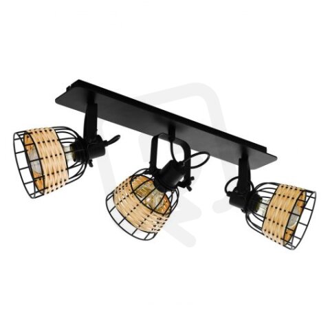 Bodové svítidlo ANWICK 1 3xE27 černá/RATTAN 120W IP20 EGLO 43326