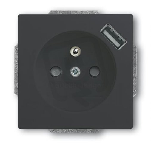 ABB Future linear,Solo Zásuvka s kolíkem s USB antracitová 20 MUCBUSB-81-500