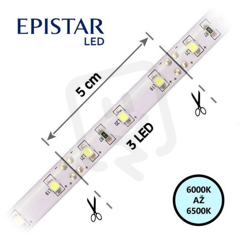 LED pásek 60LED/m 2835 IP20 6000-6500 K bílá 12V 30m FK TECHNICS 4739797-60