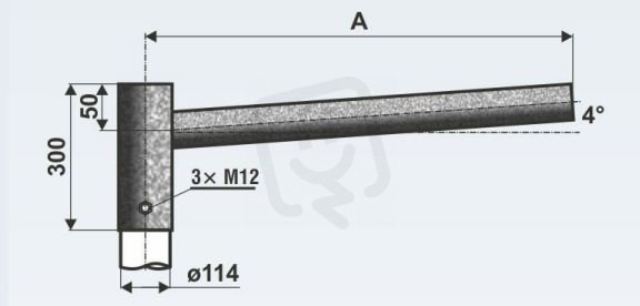 UD 2/114 - 2500/90 výložník rovný pro stožáry typu JB, JB Z, JBUD, JBSD, J 11