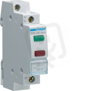 Kontrolka LED dvojnásobná zelená + červená, 230 V AC /SV100/ HAGER SVN126