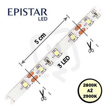 LED pásek 60LED/m 3528 IP20 2800-2900 K bílá 12V  5m FK TECHNICS 4730488-60