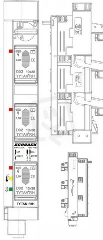 Pojistkový odpínač D02 3-pólový 24-60VDC hlídání st.pojistek SCHRACK IS504860--