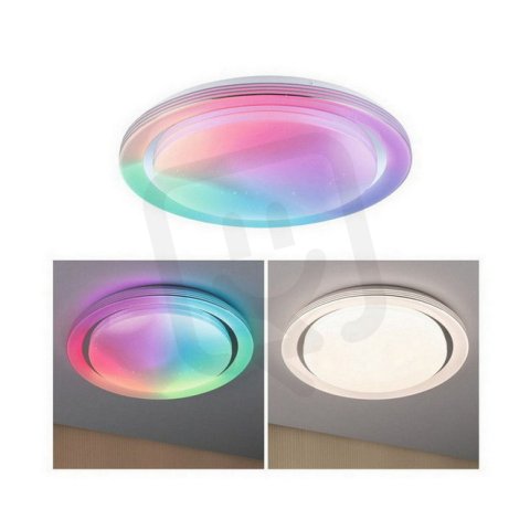 LED stropní svítidlo Rainbow efekt duhy RGBW 230V 38,5W chrom/bílá 70547